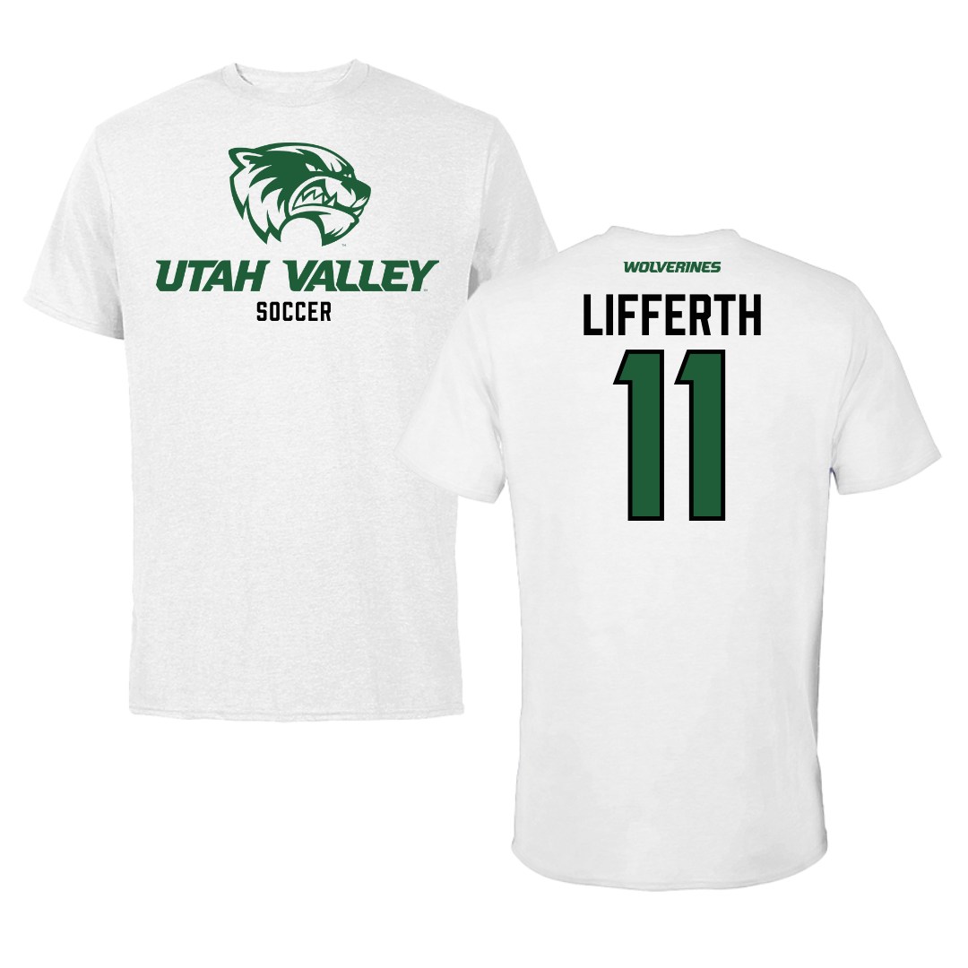 Utah Valley University Soccer White Tee  - #11 Zach Lifferth