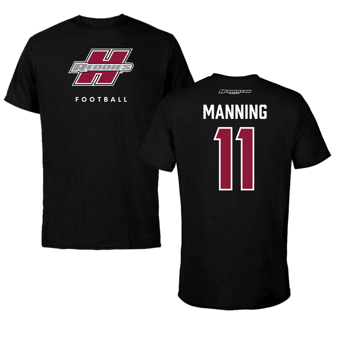 Henderson State University Football Black Tee  - #11 Paul Manning
