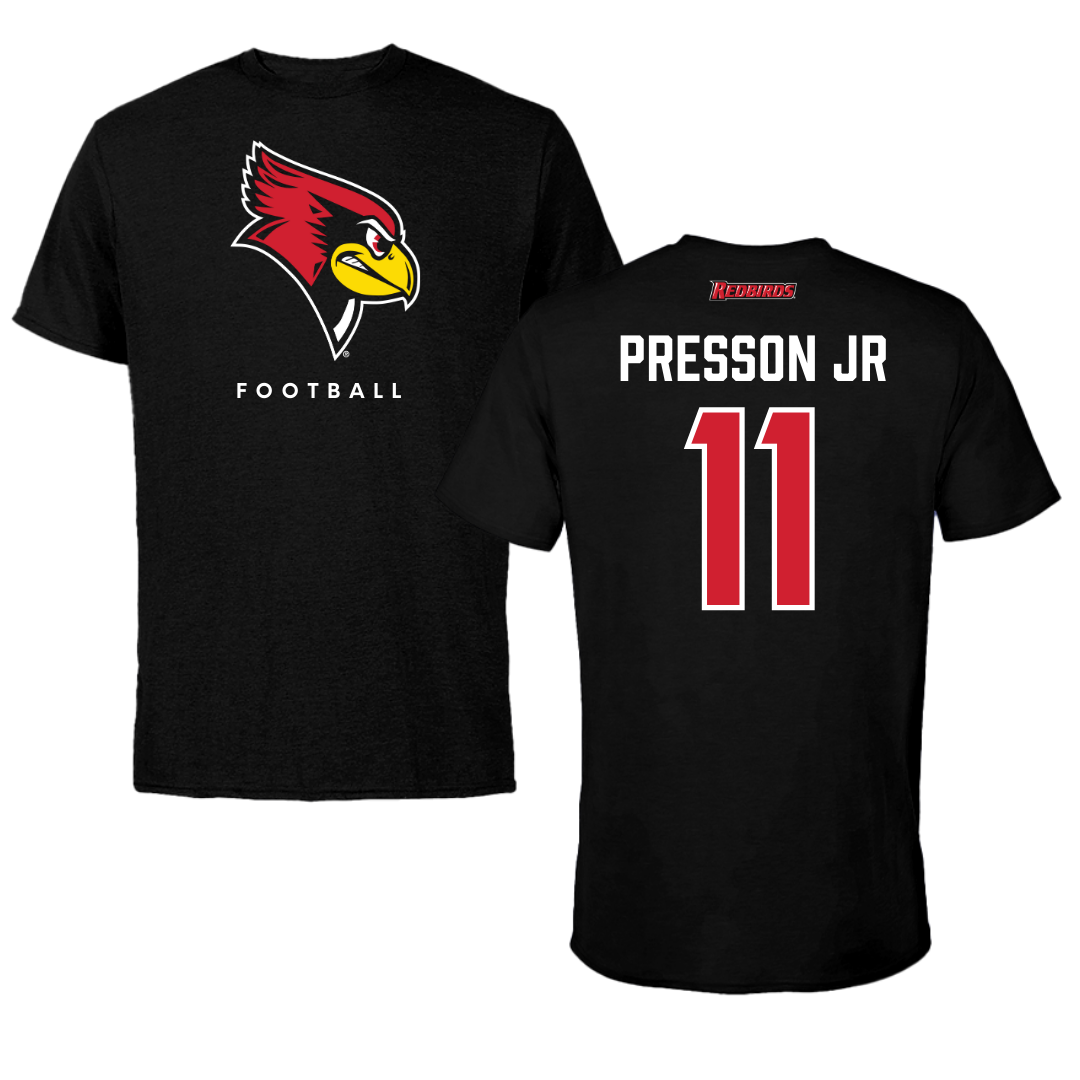 Illinois State University Football Black Tee  - #11 Scotty Presson Jr