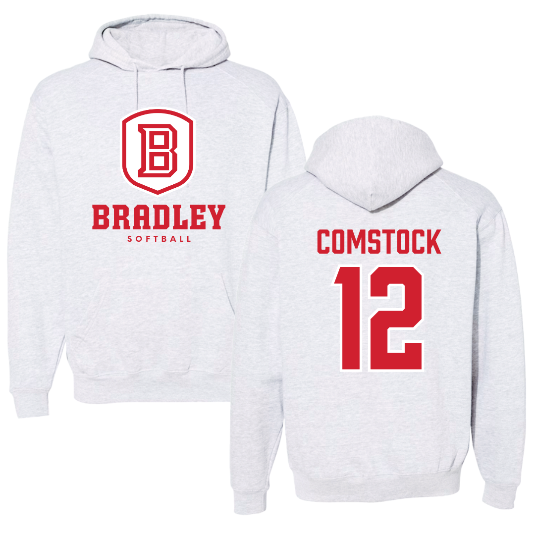 Bradley University Softball Gray Hoodie  - #12 Austin Comstock