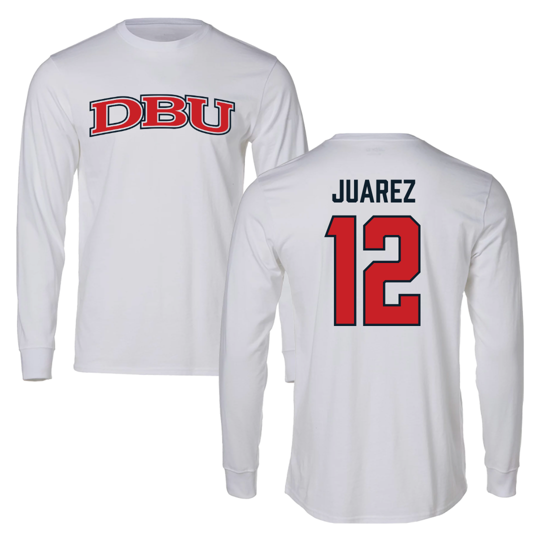 Dallas Baptist University Ice Hockey White Long Sleeve  - #12 Exavier Juarez