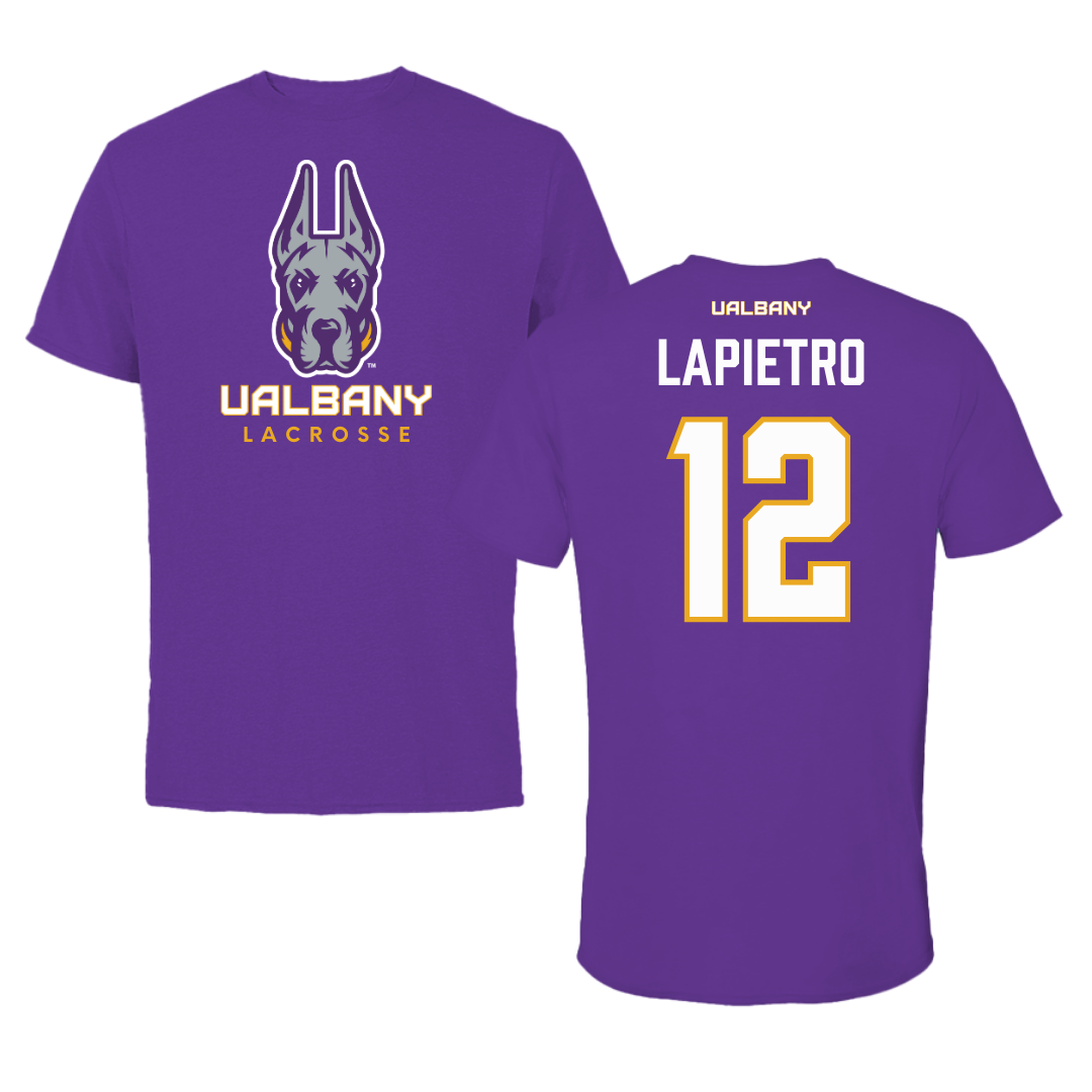 University at Albany Lacrosse Purple Tee  - #12 Darien LaPietro