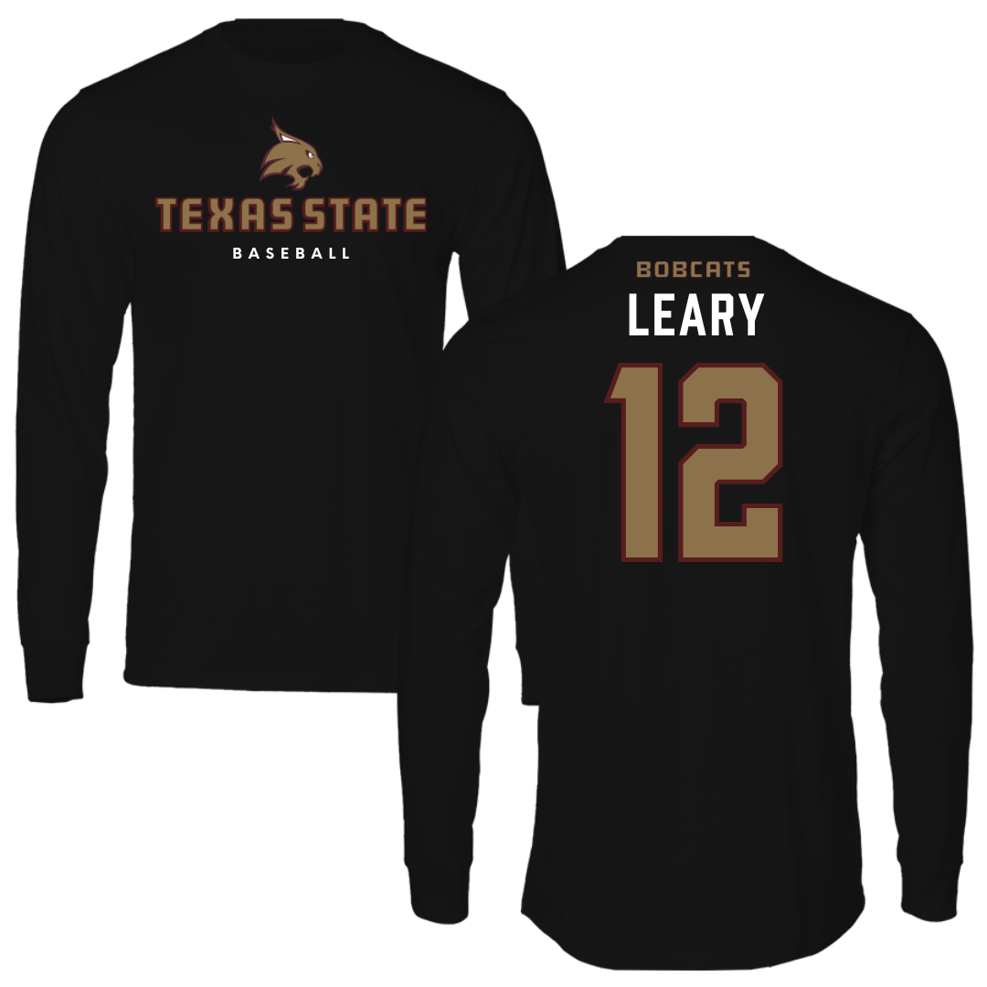 Texas State University Baseball Black Long Sleeve  - #12 Ryan Leary