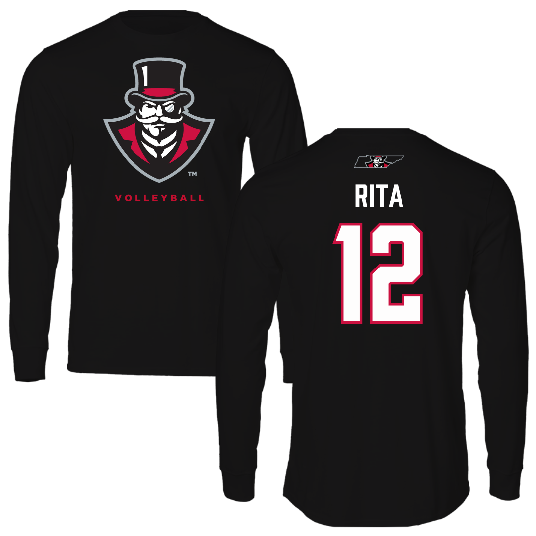 Austin Peay State University Volleyball Black Mascot Long Sleeve - #12 Anna Rita