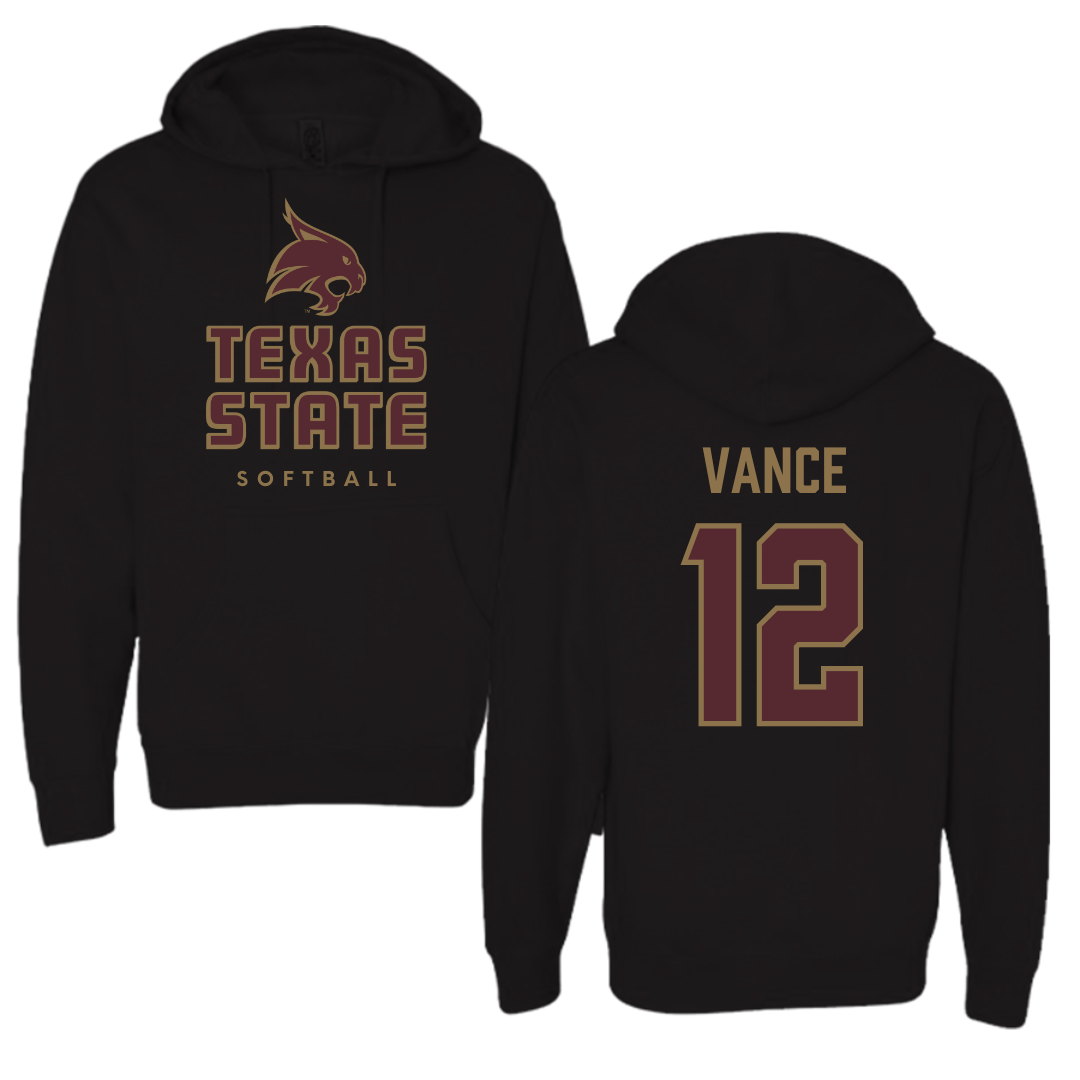 Texas State University Softball Black Hoodie  - #12 Halee Vance