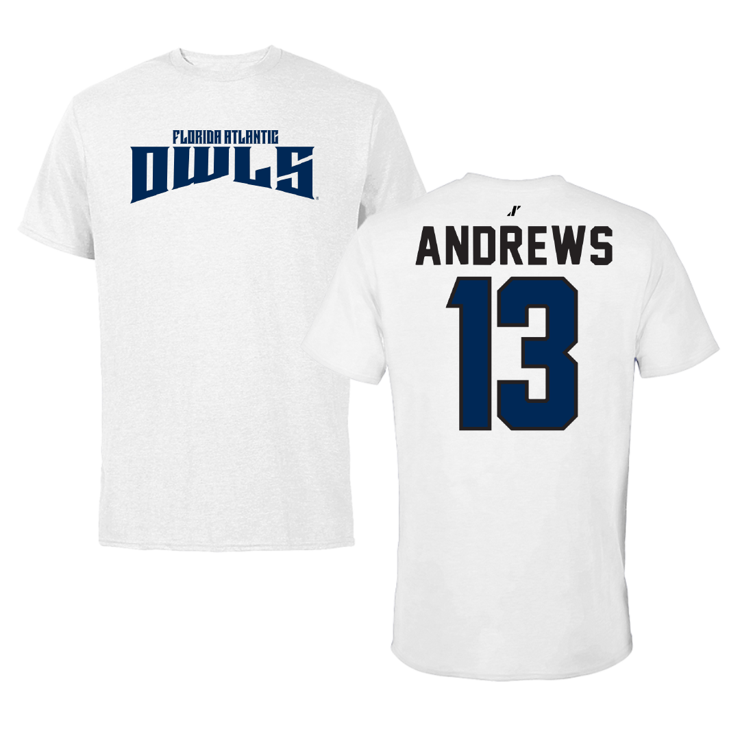 Florida Atlantic University Baseball White Classic Tee - #13 Steven Andrews