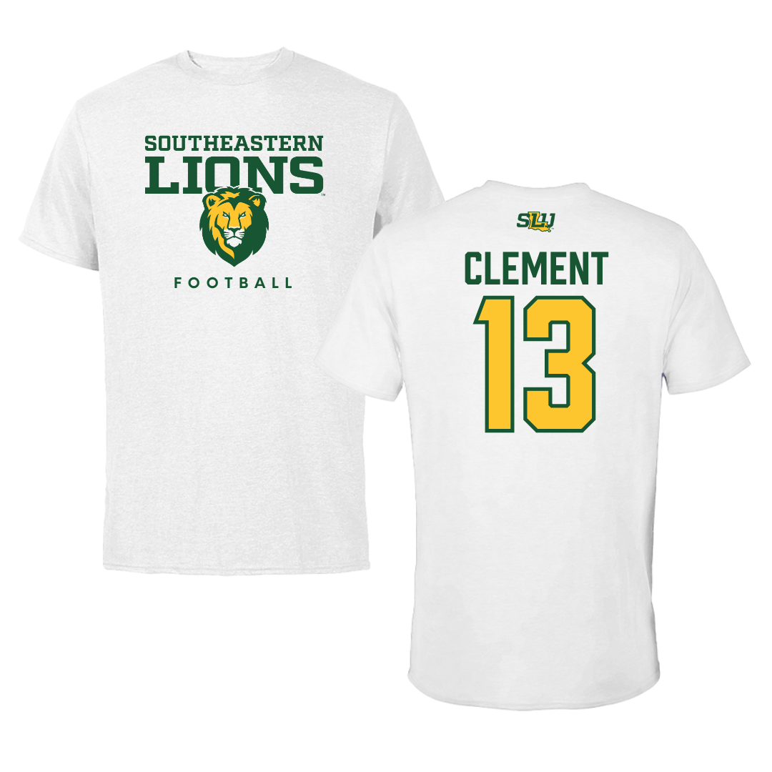 Southeastern Louisiana University Football White Tee  - #13 Zachary Clement