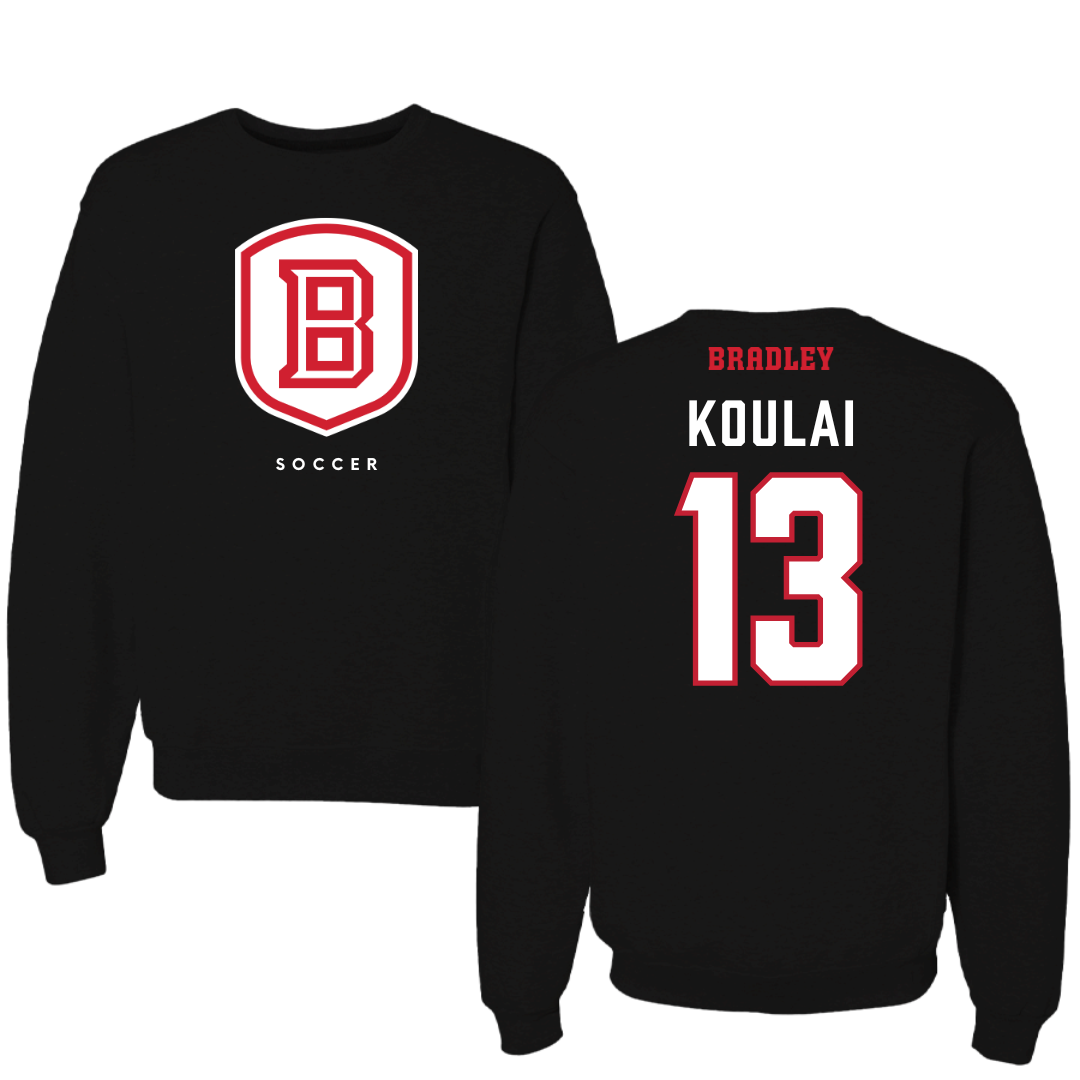 Bradley University Soccer Black Crewneck  - #13 Dj Koulai