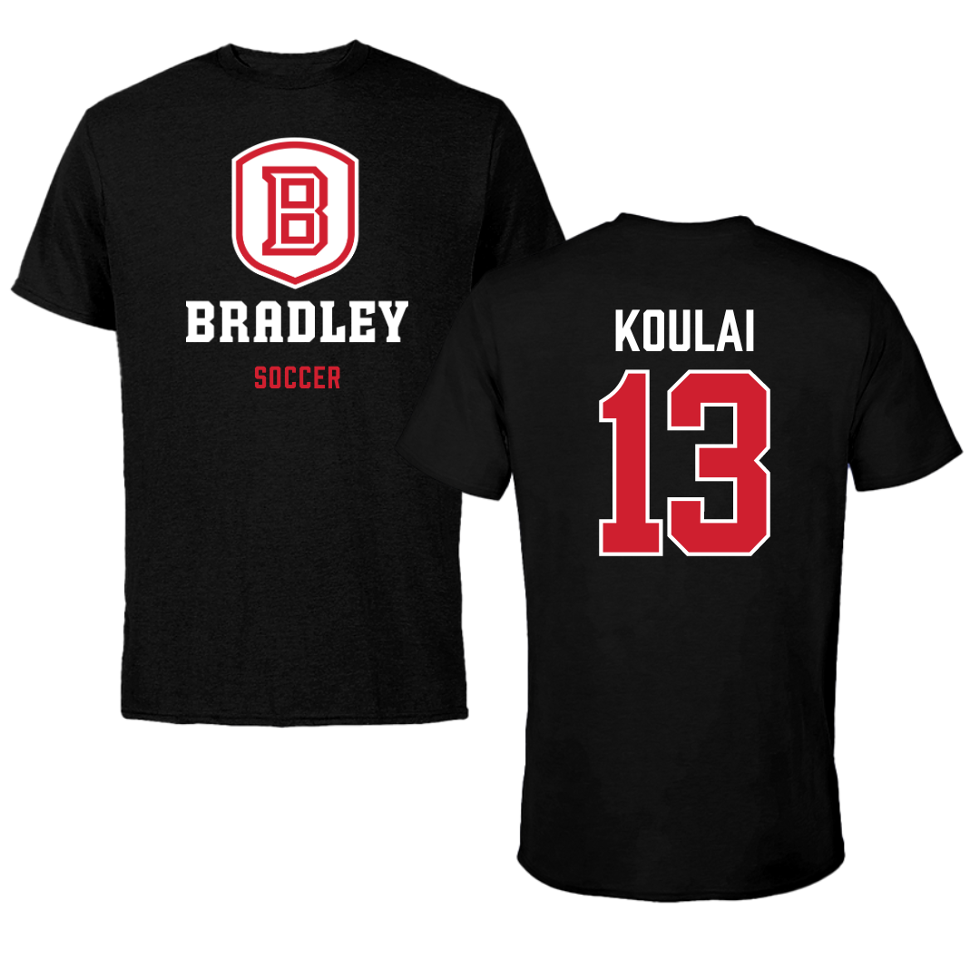 Bradley University Soccer Black Block Tee - #13 Dj Koulai