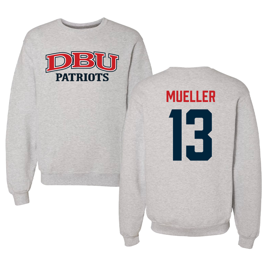 Dallas Baptist University Soccer Gray Crewneck  - #13 Sam Mueller