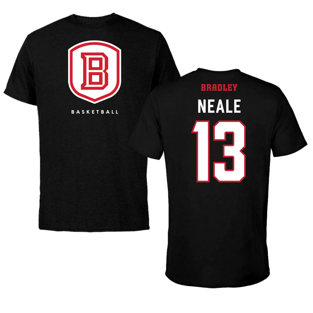 Bradley University Basketball Black Shield Tee - #13 Sheyene Neale