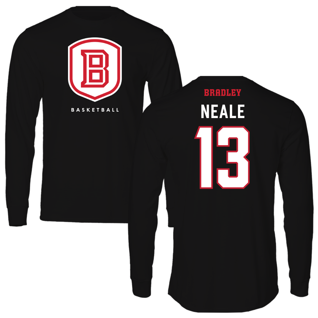 Bradley University Basketball Black Shield Long Sleeve - #13 Sheyene Neale