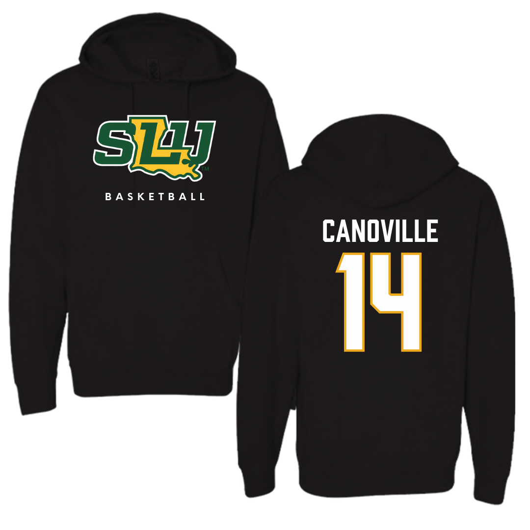 Sudadera con capucha negra de baloncesto de la Universidad Southeastern Louisiana - #14 Dylan Canoville