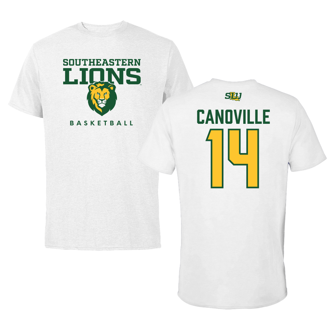 Southeastern Louisiana University Basketball White Tee  - #14 Dylan Canoville