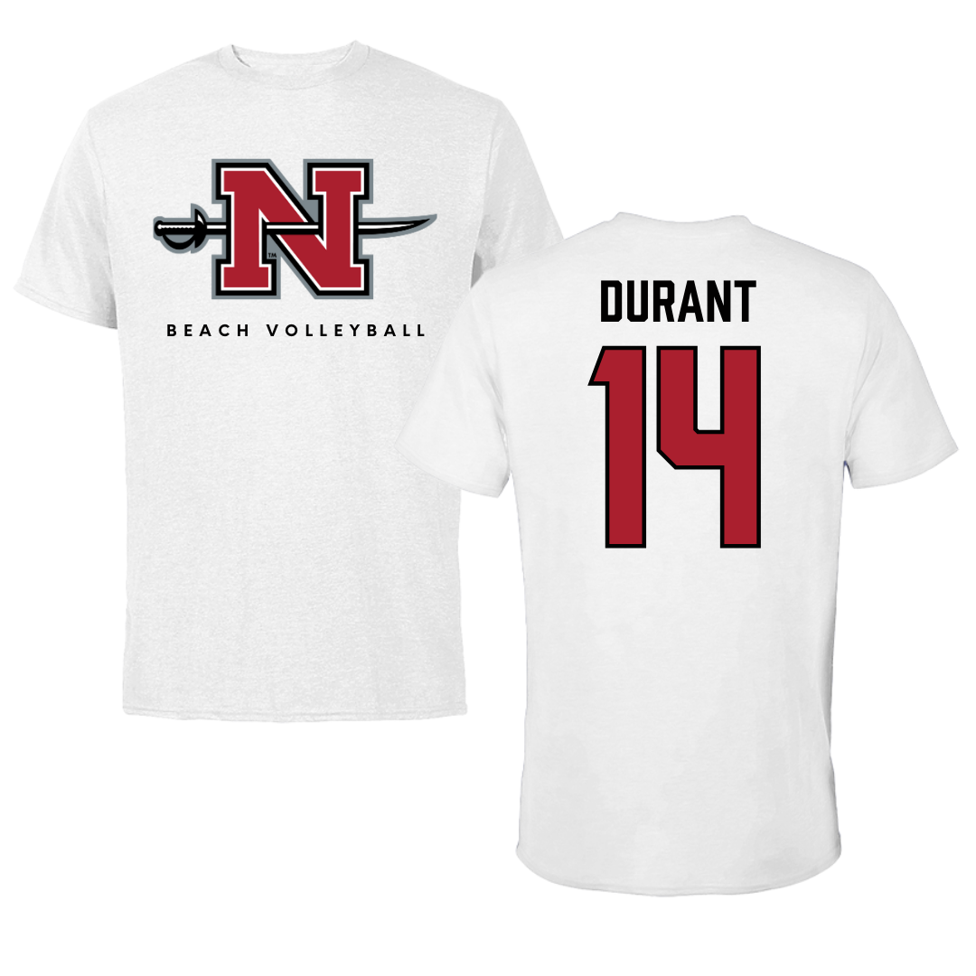 Nicholls State University Beach Volleyball White Tee  - #14 Bethanie Durant