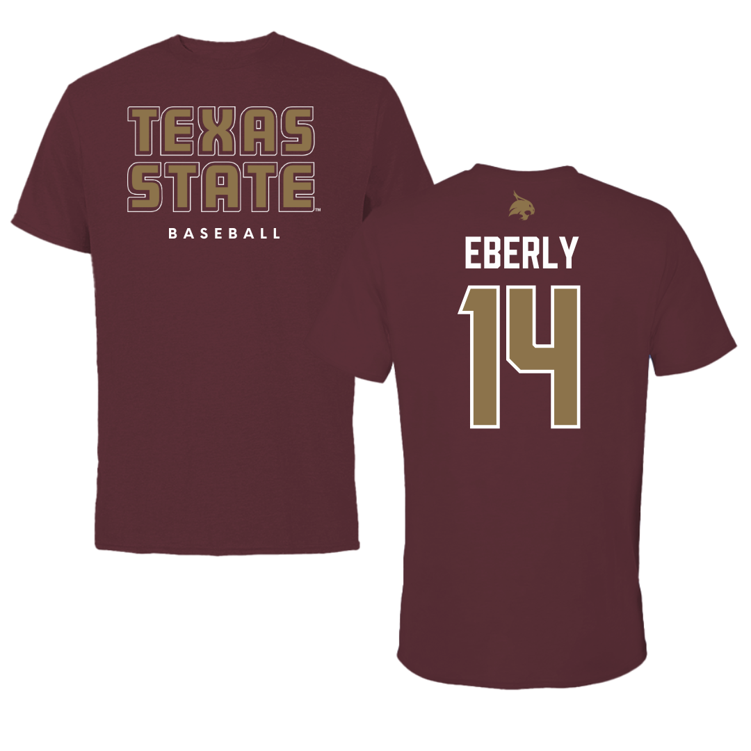 Texas State University Baseball Maroon Tee  - #14 Keller Eberly