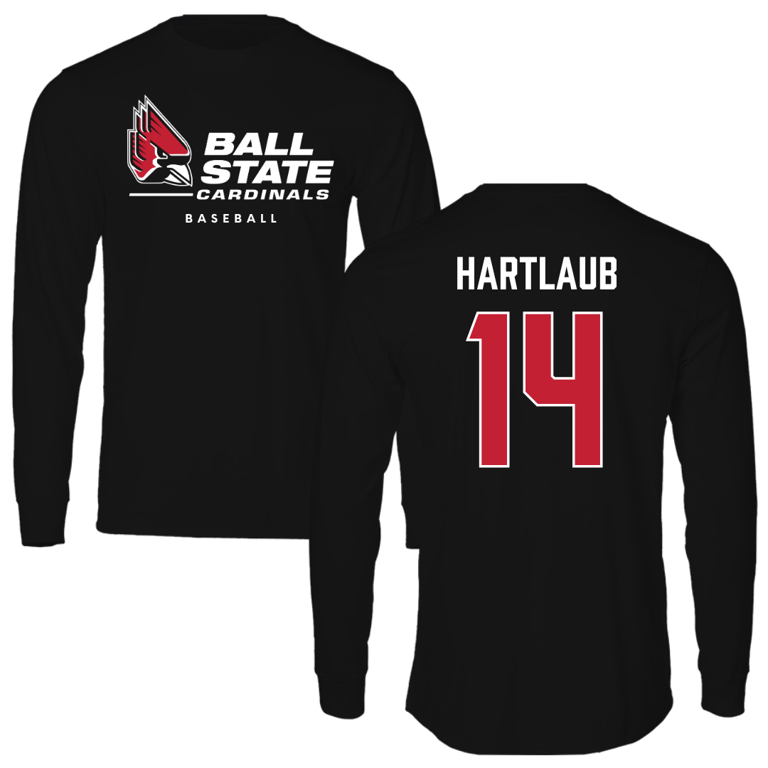 Ball State University Baseball Black Long Sleeve  - #14 Jacob Hartlaub
