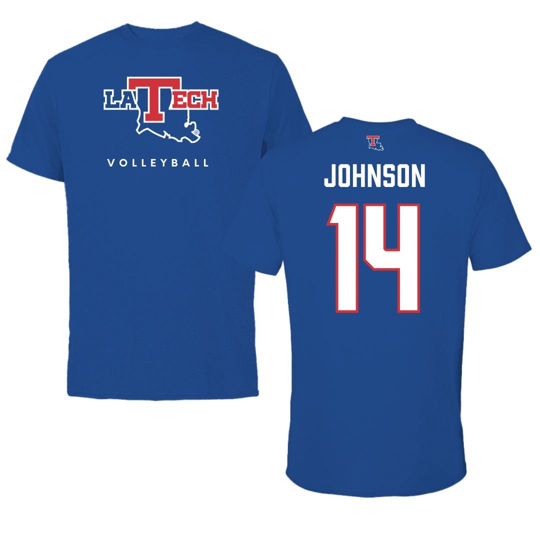 Louisiana Tech University Volleyball True Royal Tee  - #14 McKenzie Johnson