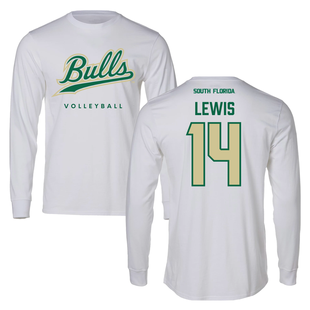 University of South Florida Volleyball White Long Sleeve  - #14 Lauren Lewis