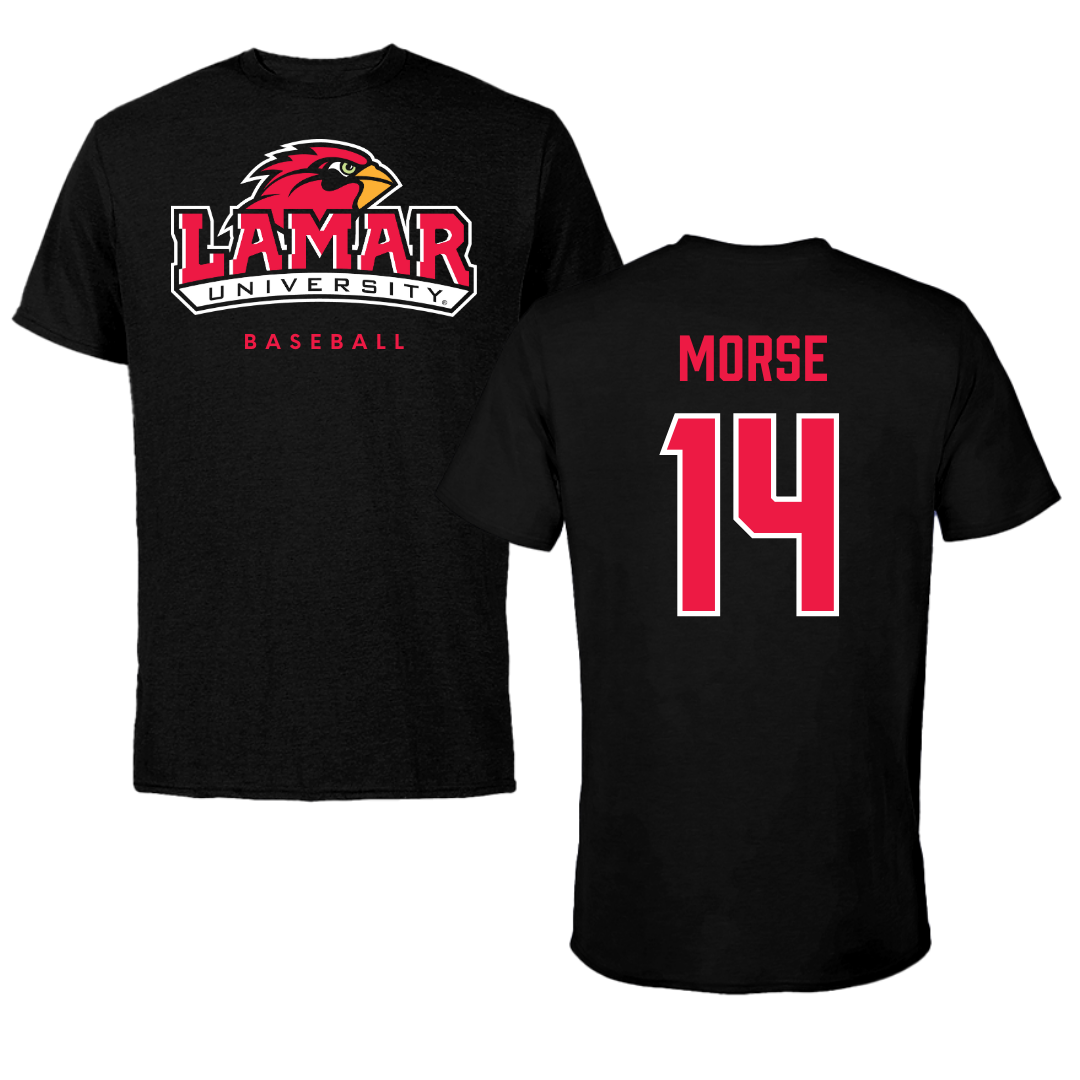 Lamar University Baseball Black Tee  - #14 Trhea Morse