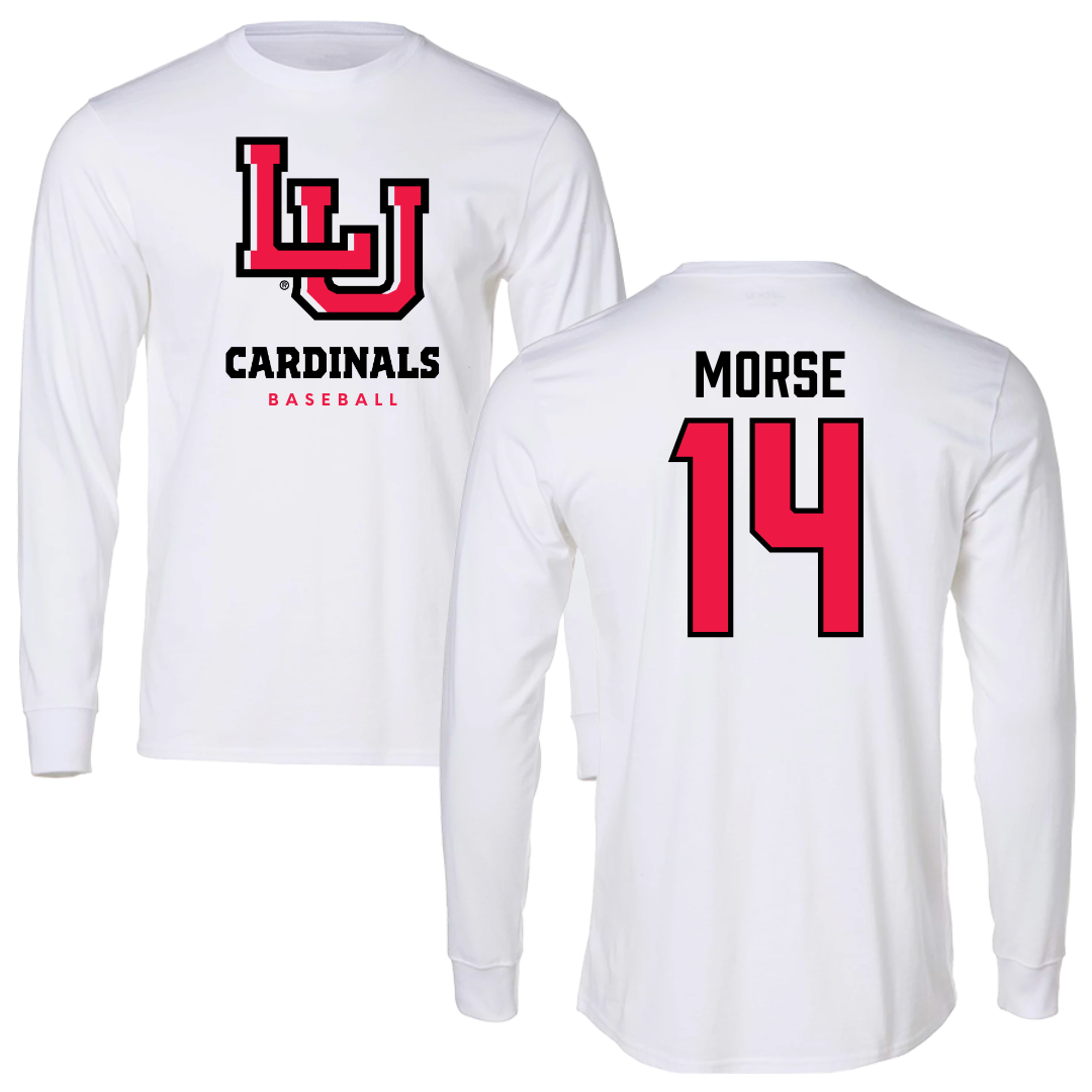 Lamar University Baseball White Long Sleeve  - #14 Trhea Morse
