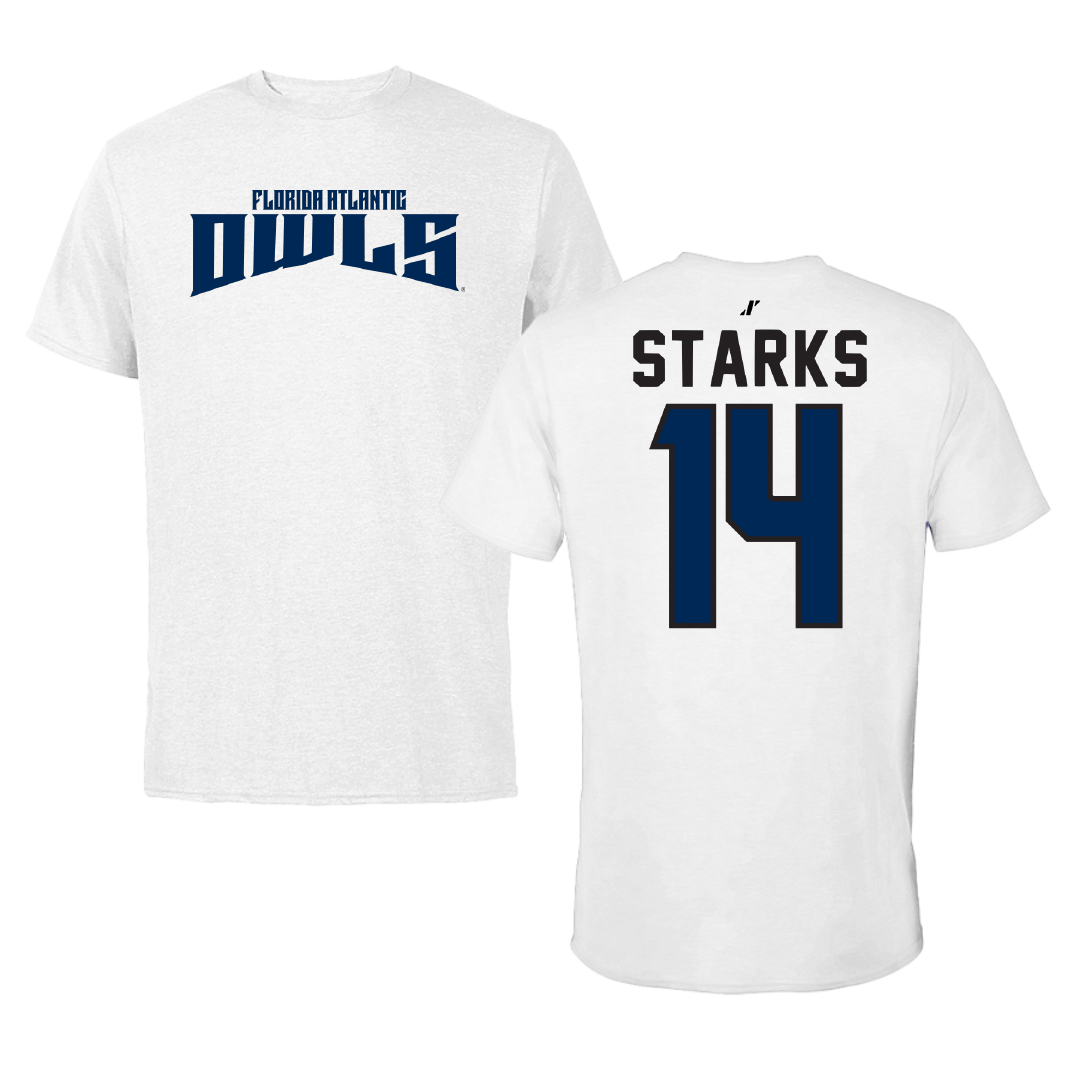 Florida Atlantic University Football White Classic Tee - #14 Tyriq Starks