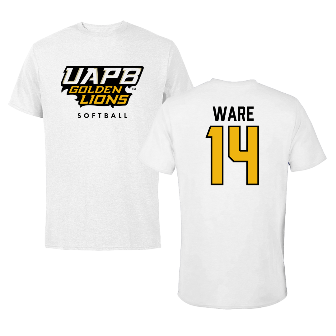 Camiseta blanca de softbol de la Universidad de Arkansas-Pine Bluff - #14 Naiyestlie Ware