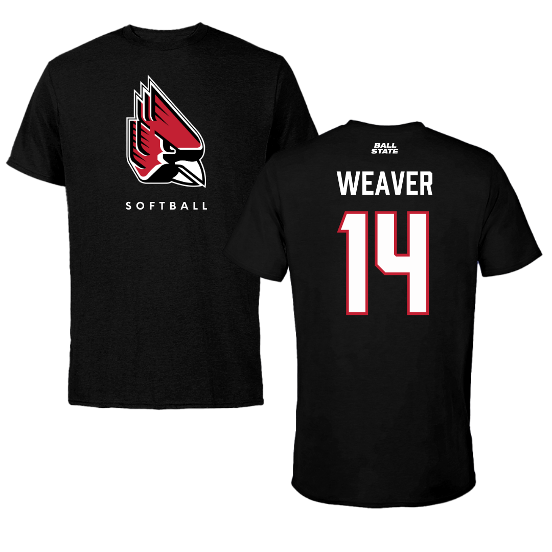 Ball State University Softball Black Tee  - #14 Maddie Weaver