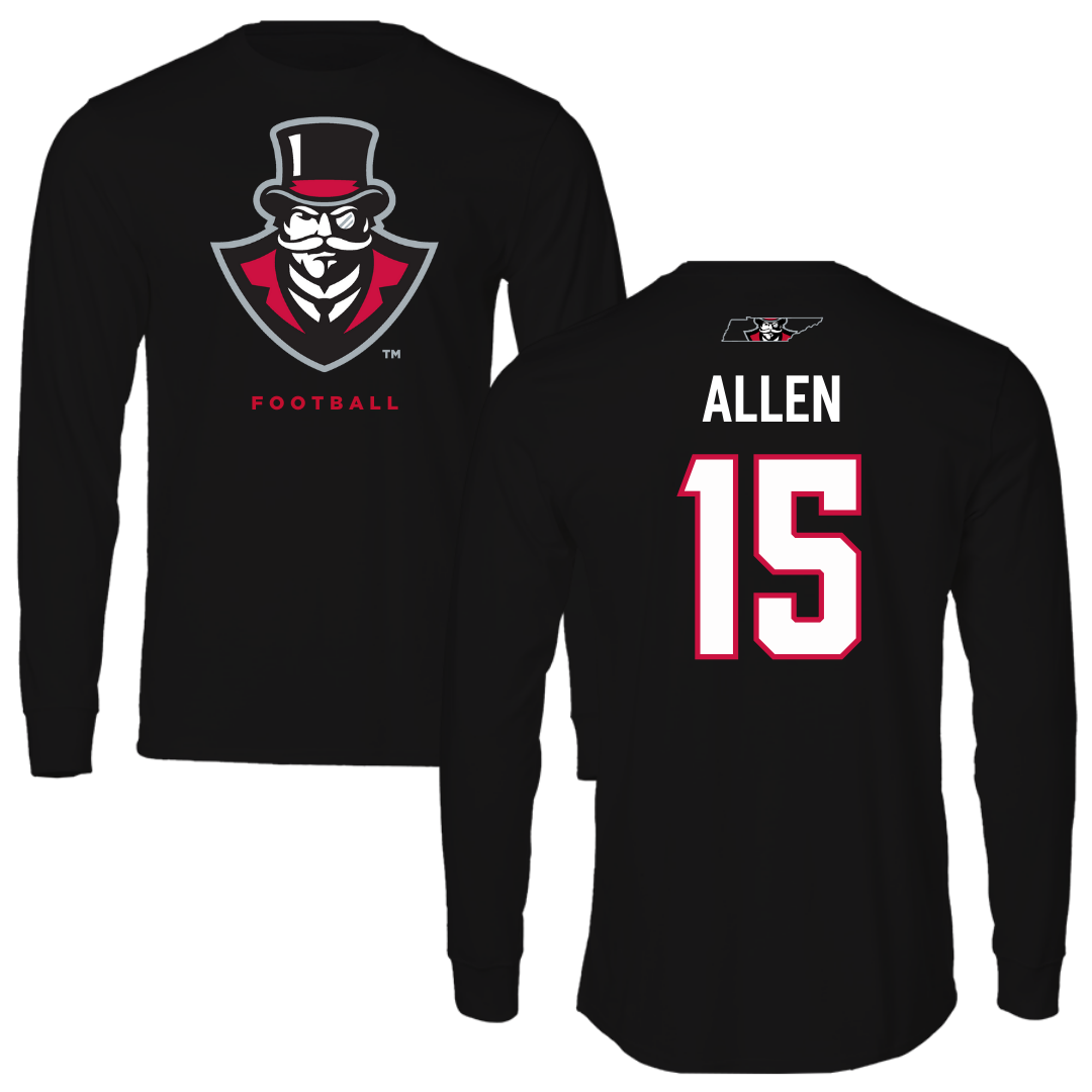 Austin Peay State University Football Black Mascot Long Sleeve - #15 Chase Allen