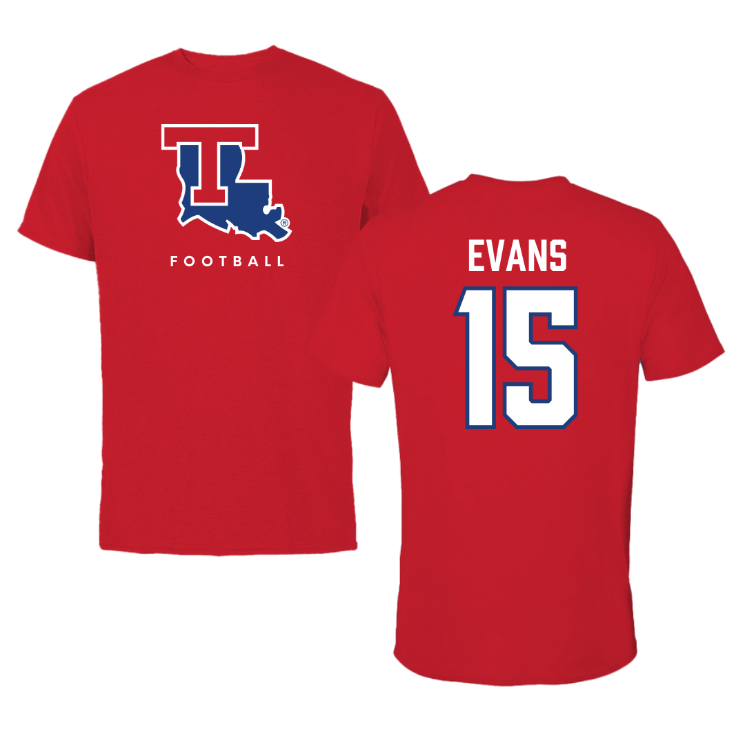 Louisiana Tech University Football Red Tee  - #15 Jessie Evans