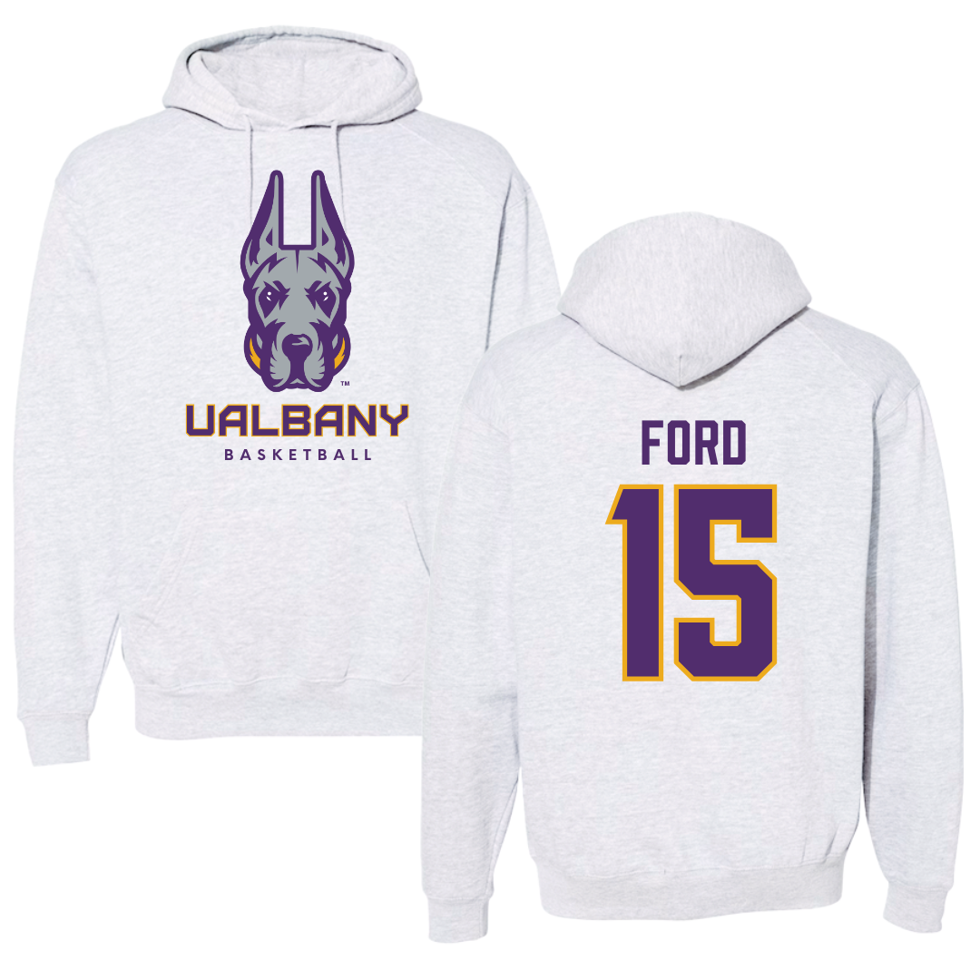 University at Albany Basketball Gray Hoodie  - #15 Hailee Ford