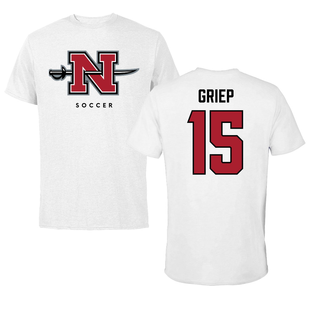 Nicholls State University Soccer White Tee  - #15 Ryan Griep
