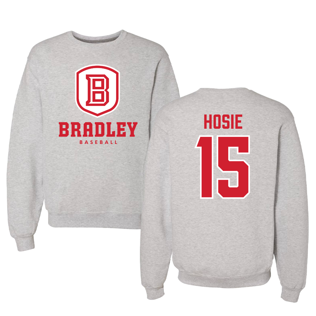Bradley University Baseball Gray Crewneck - #15 Nick Hosie