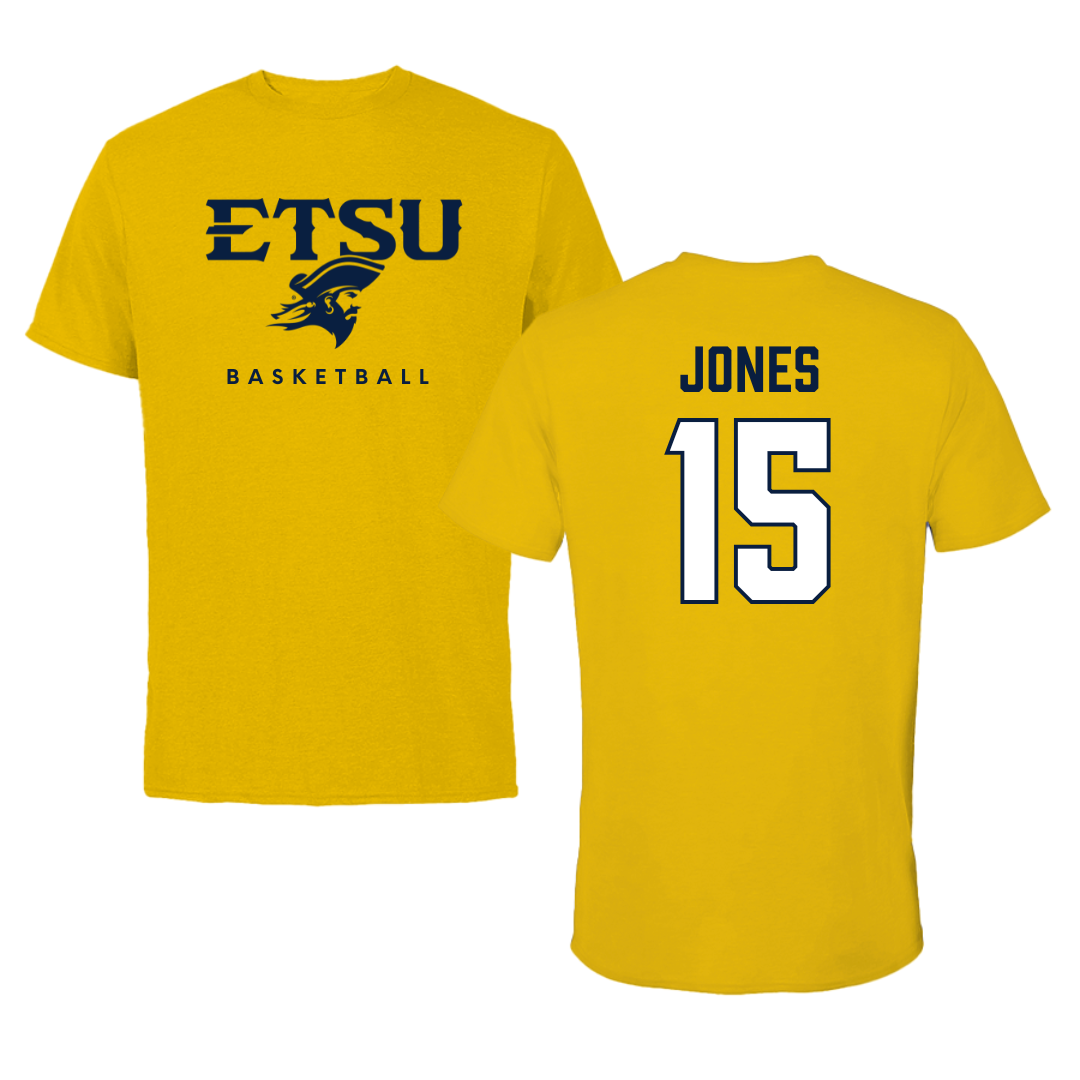 East Tennessee State University Basketball Gold Tee  - #15 Jaxson Jones