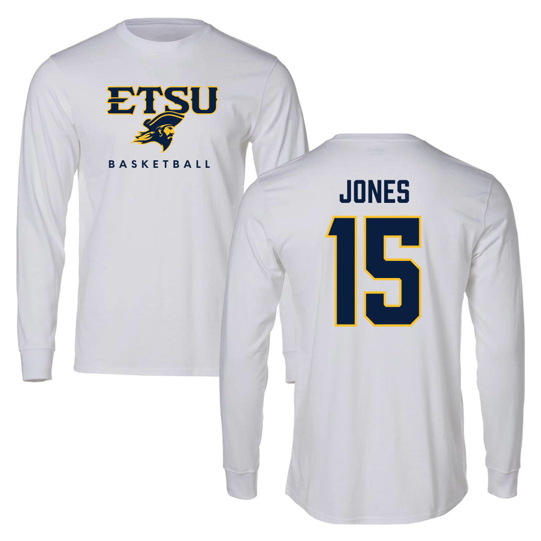 East Tennessee State University Basketball White Long Sleeve  - #15 Jaxson Jones