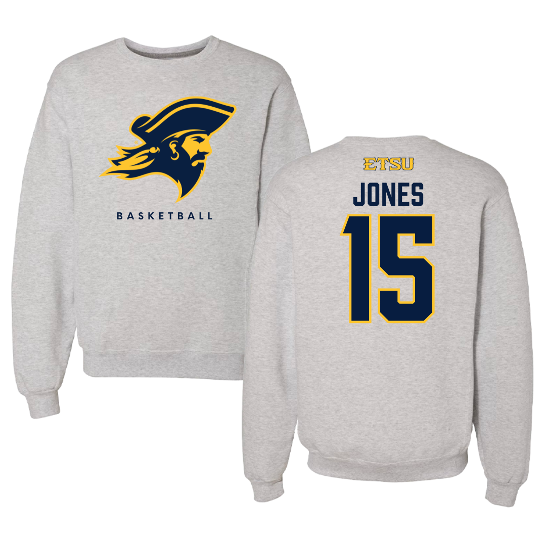 East Tennessee State University Basketball Gray Crewneck  - #15 Jaxson Jones