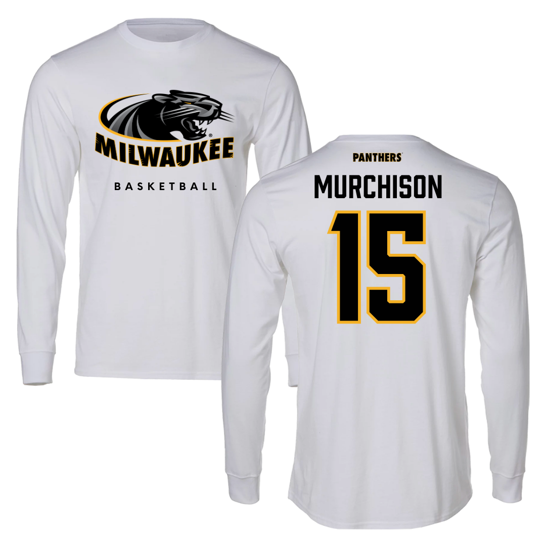 University of Wisconsin-Milwaukee Basketball White Long Sleeve  - #15 Simeon Murchison