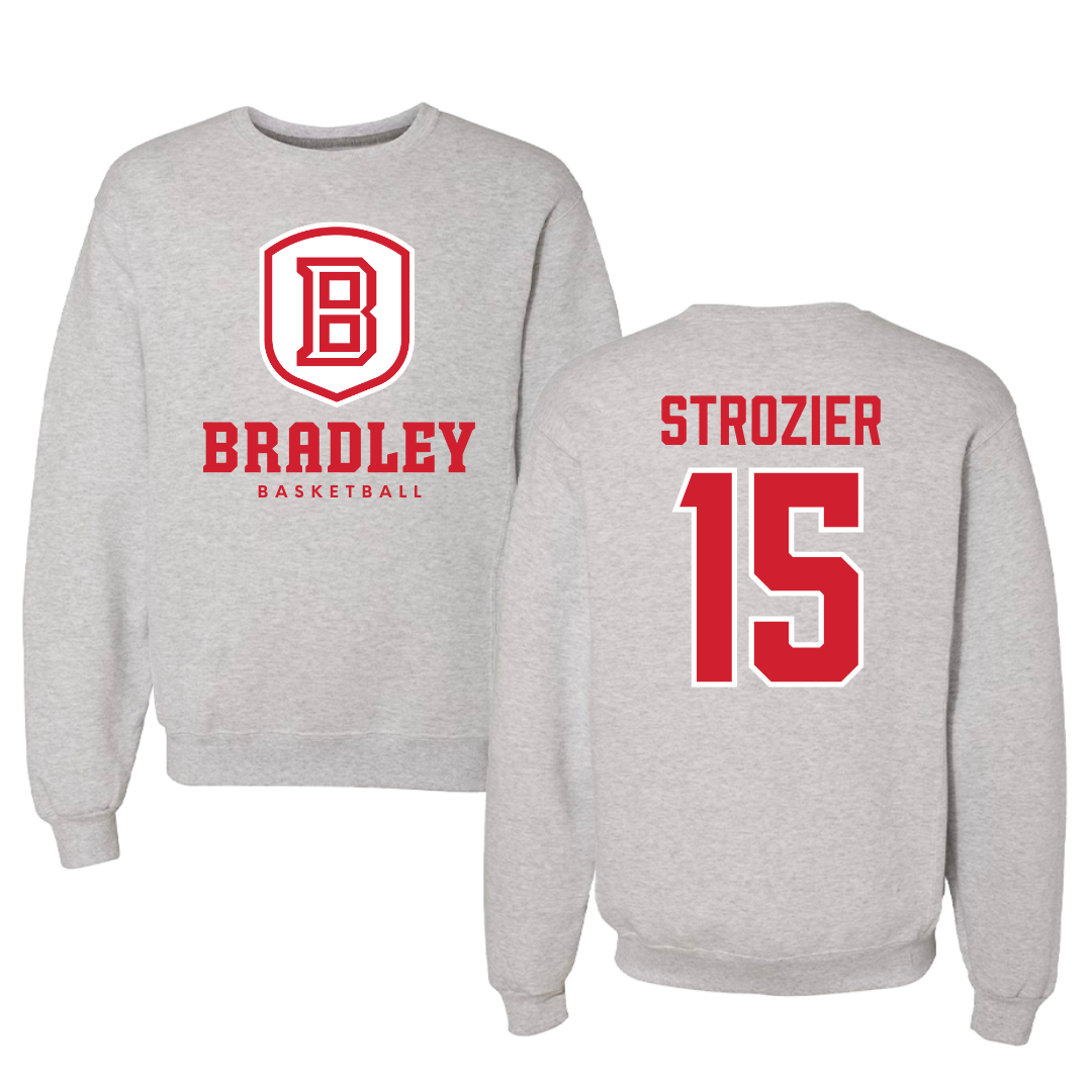 Bradley University Basketball Gray Crewneck - #15 Armoni Strozier