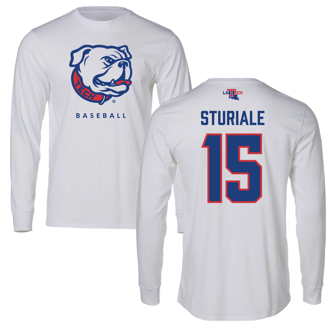 Louisiana Tech University Baseball White Long Sleeve  - #15 CJ Sturiale