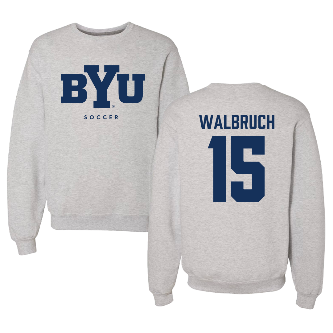 Brigham Young University Soccer Gray Crewneck  - #15 Ellie Walbruch