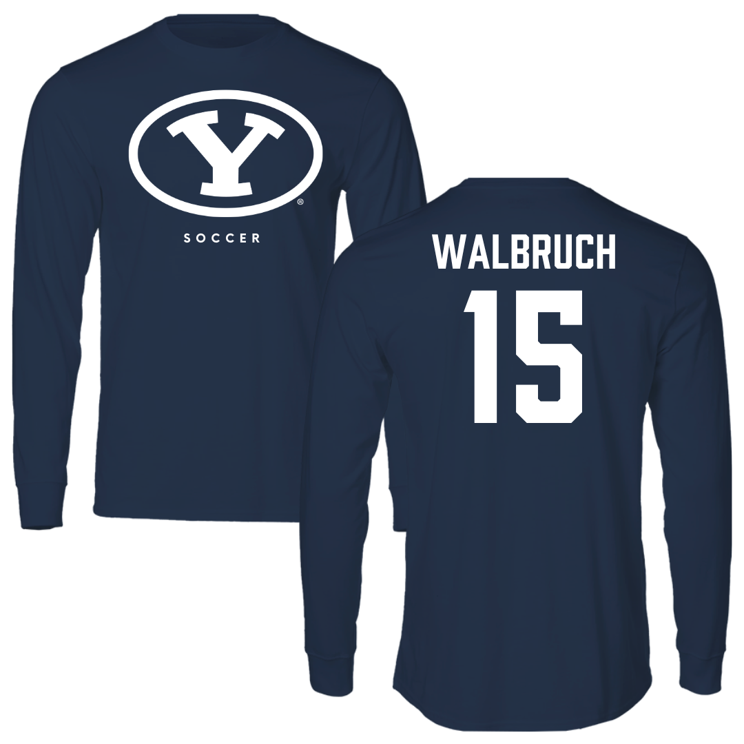 Brigham Young University Soccer Navy Long Sleeve  - #15 Ellie Walbruch