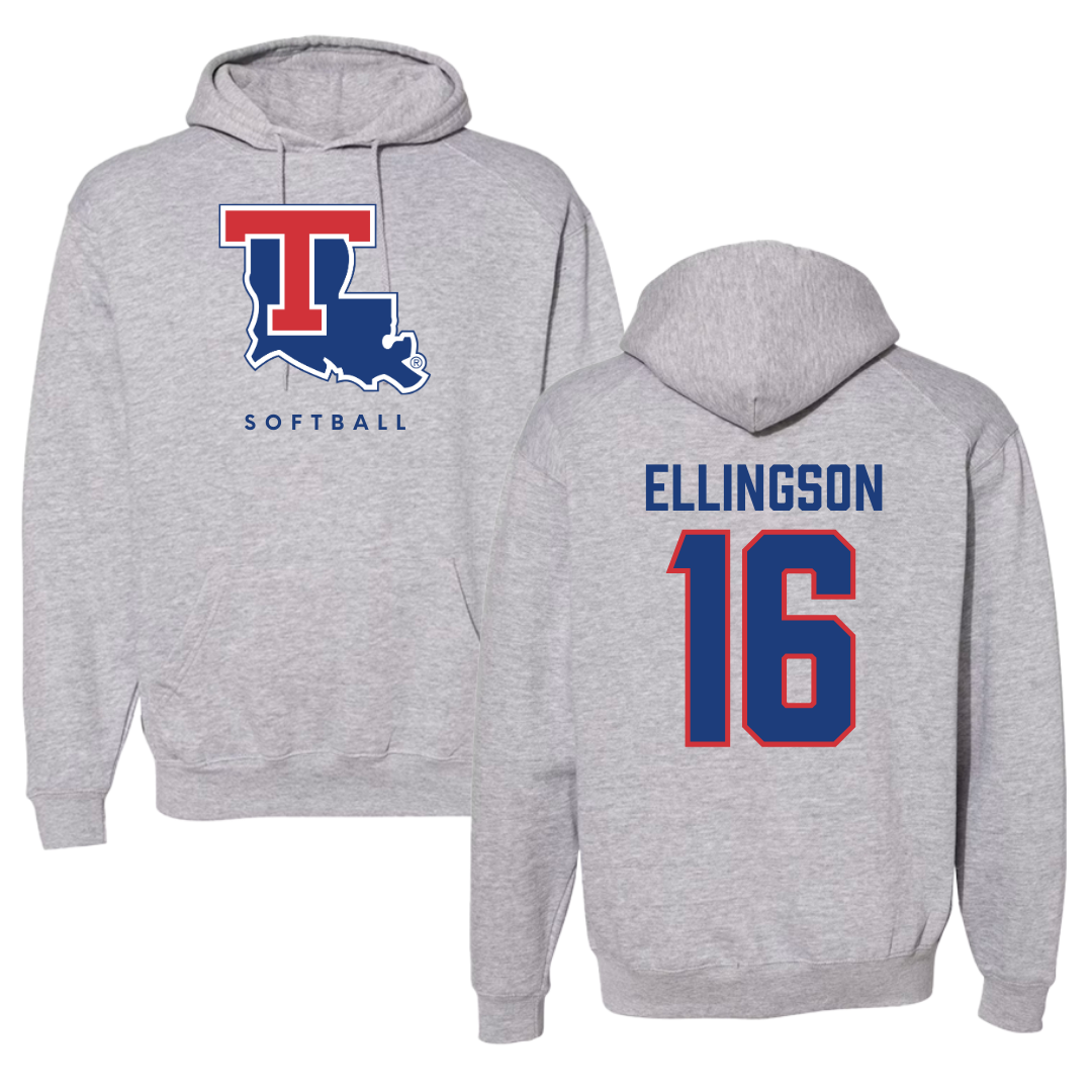 Louisiana Tech University Softball Gray Hoodie  - #16 Olivia Ellingson