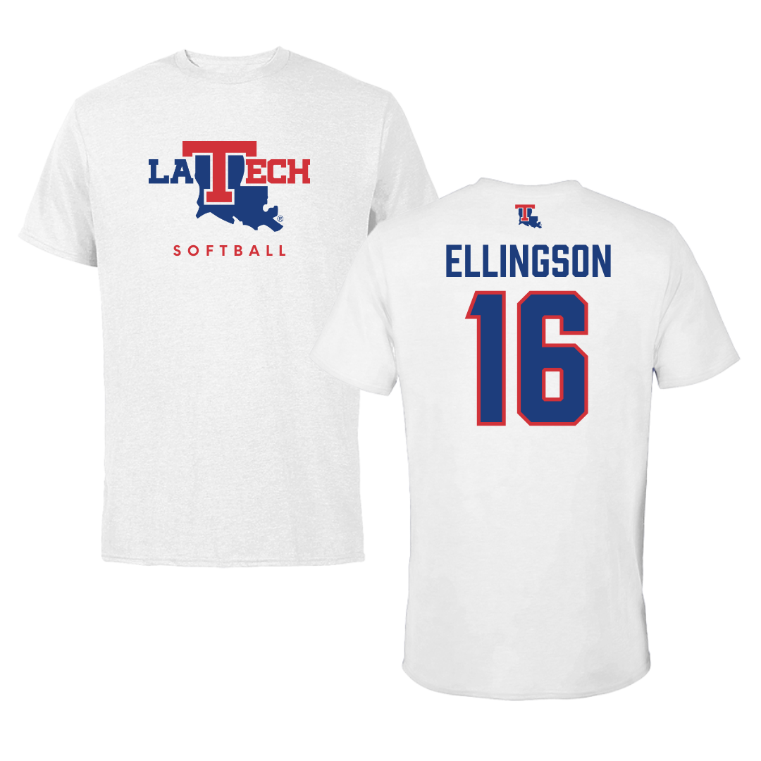 Louisiana Tech University Softball White Tee  - #16 Olivia Ellingson