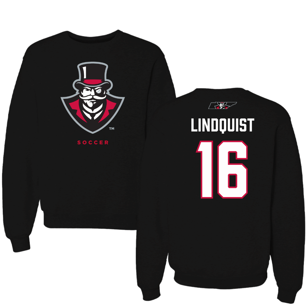 Austin Peay State University Soccer Black Mascot Crewneck - #16 Haley Lindquist