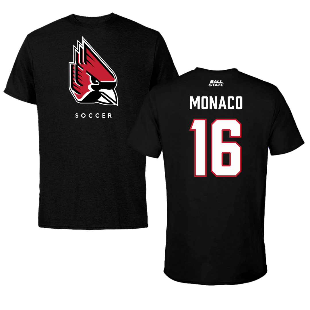 Ball State University Soccer Black Tee  - #16 Tori Monaco