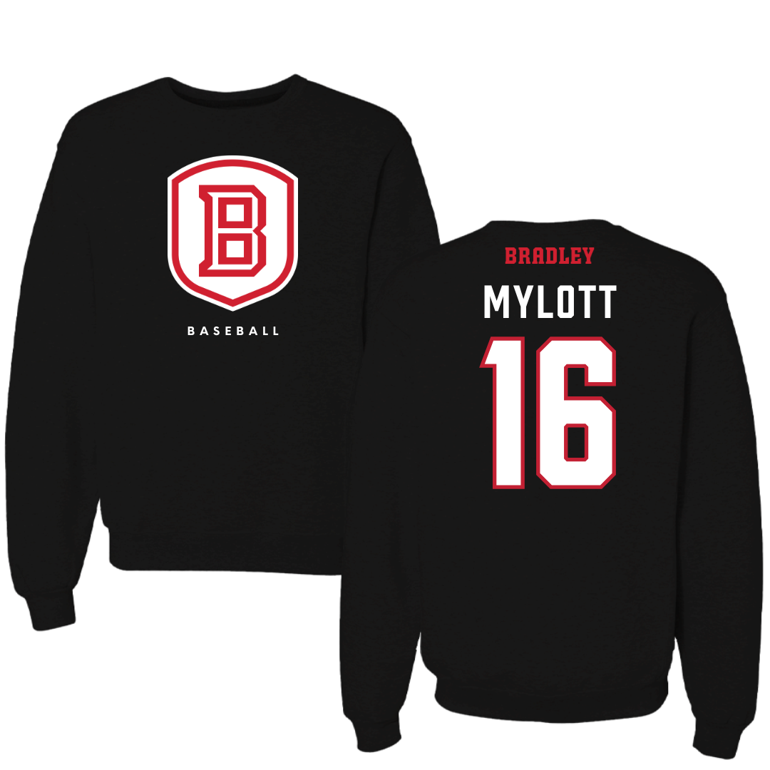 Bradley University Baseball Black Crewneck  - #16 Michael Mylott