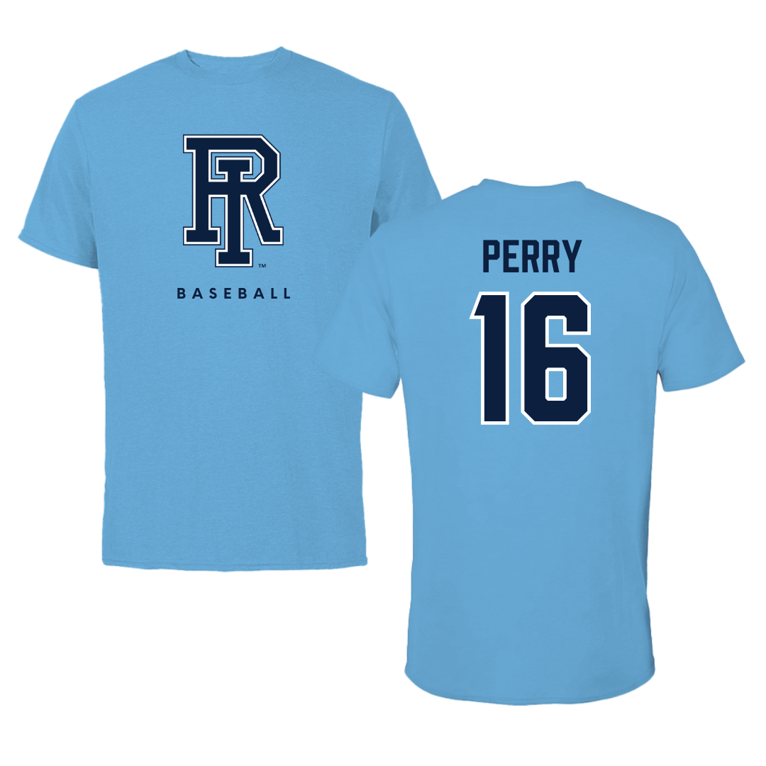 University of Rhode Island Baseball Carolina Blue Tee  - #16 Braeden Perry