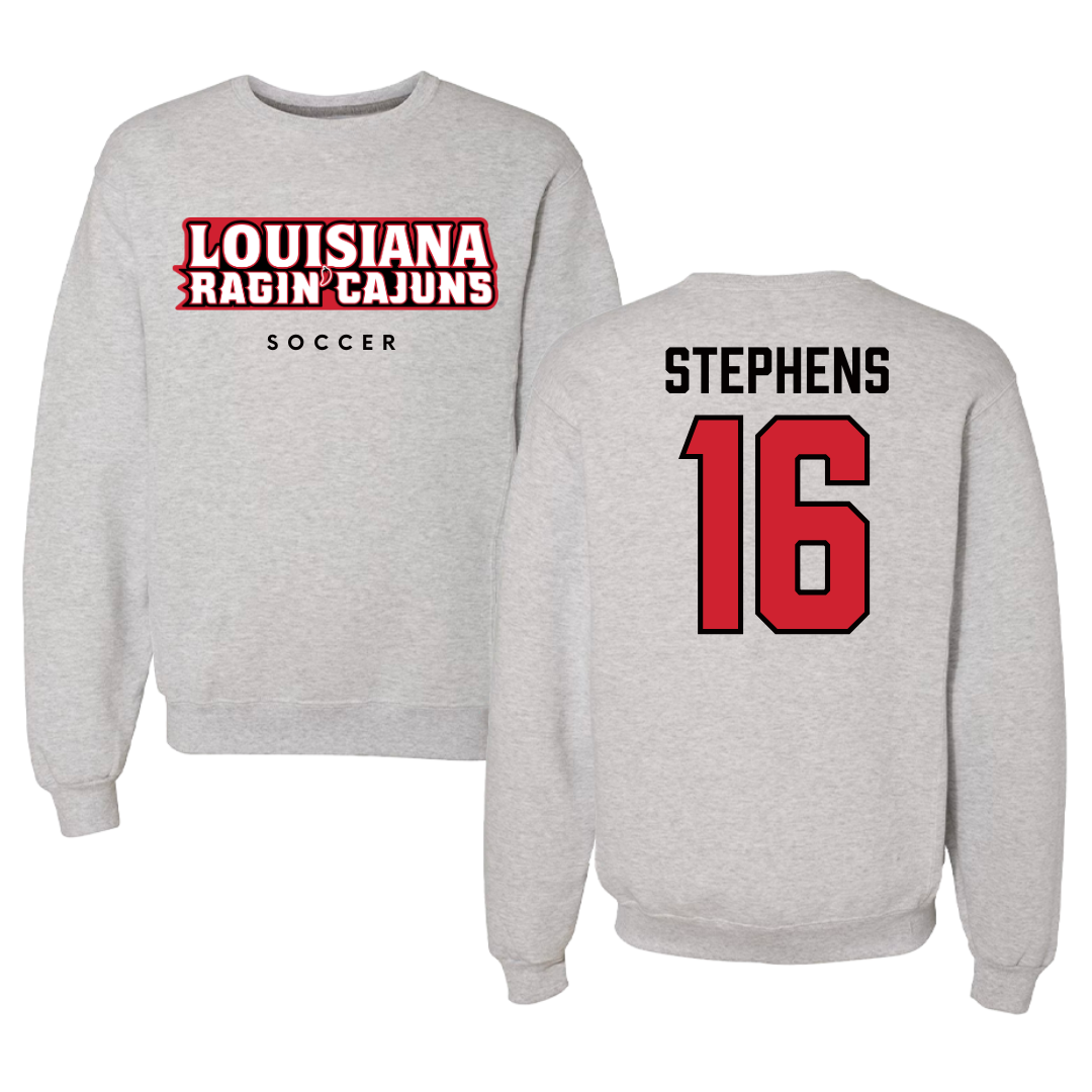 University of Louisiana at Lafayette Soccer Gray Crewneck  - #16 Sisley Stephens