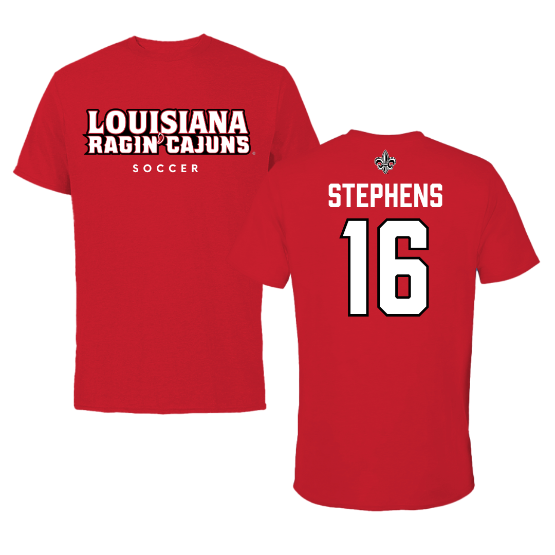 University of Louisiana at Lafayette Soccer Red Tee  - #16 Sisley Stephens