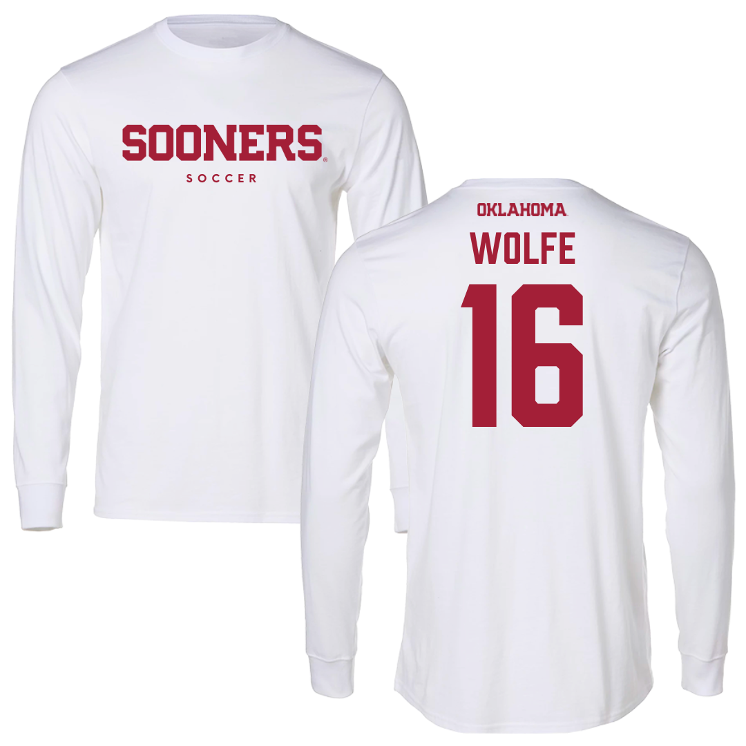 University of Oklahoma Soccer White Sooners Long Sleeve  - #16 Dani Wolfe